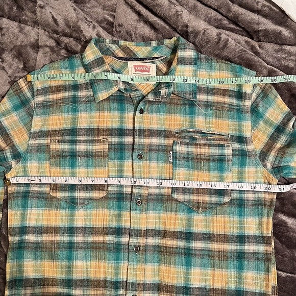Levi’s Men’s Fantane Castlerock Plaid Shirt Size Large 100% Cotton Button Up - Picture 15 of 16